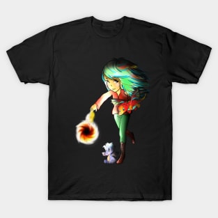 half-elf girl, baby dragons, and a fireball. For rpg, fantasy and dnd fans T-Shirt